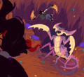 Taz and Arcjec in combat within LOGAG's second stratum.